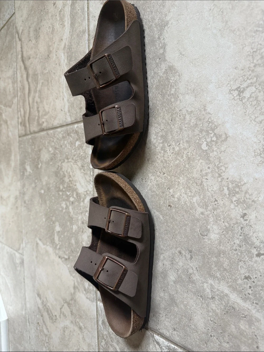 Birkenstock Brown Suede Double Buckle Slides